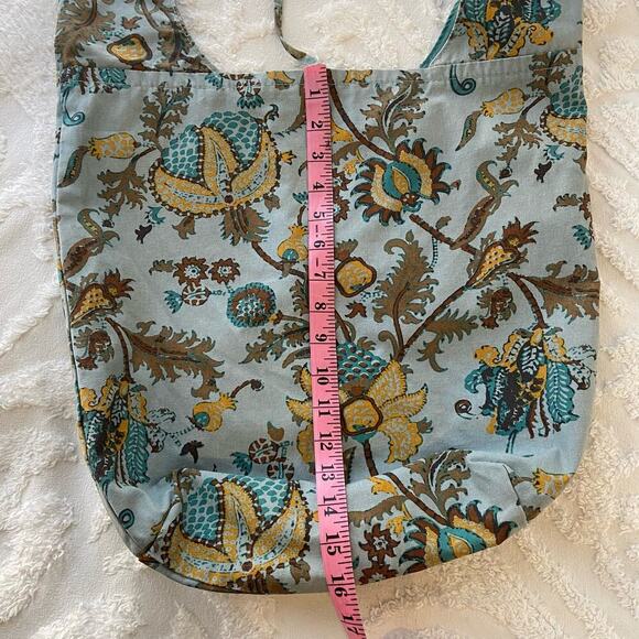 BOHEMIAN Bucket Tote Bag Crossbody Paisley Vines Blue/Yellow Folk Hippie Granola - Picture 8 of 10